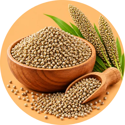Bajra in a wooden bowl
