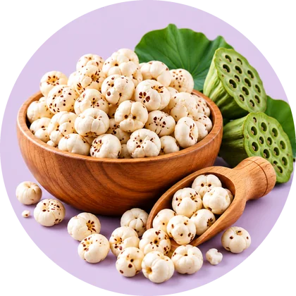 Makhana in a wooden bowl