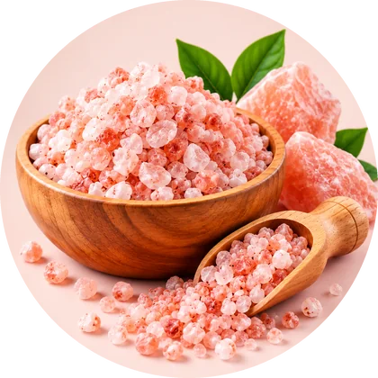 Himalayan salt in a wooden bowl
